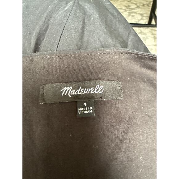 Madewell Black Poplin Puff-Sleeve Sweetheart Neckline Mini Dress size 4 - Picture 13 of 16